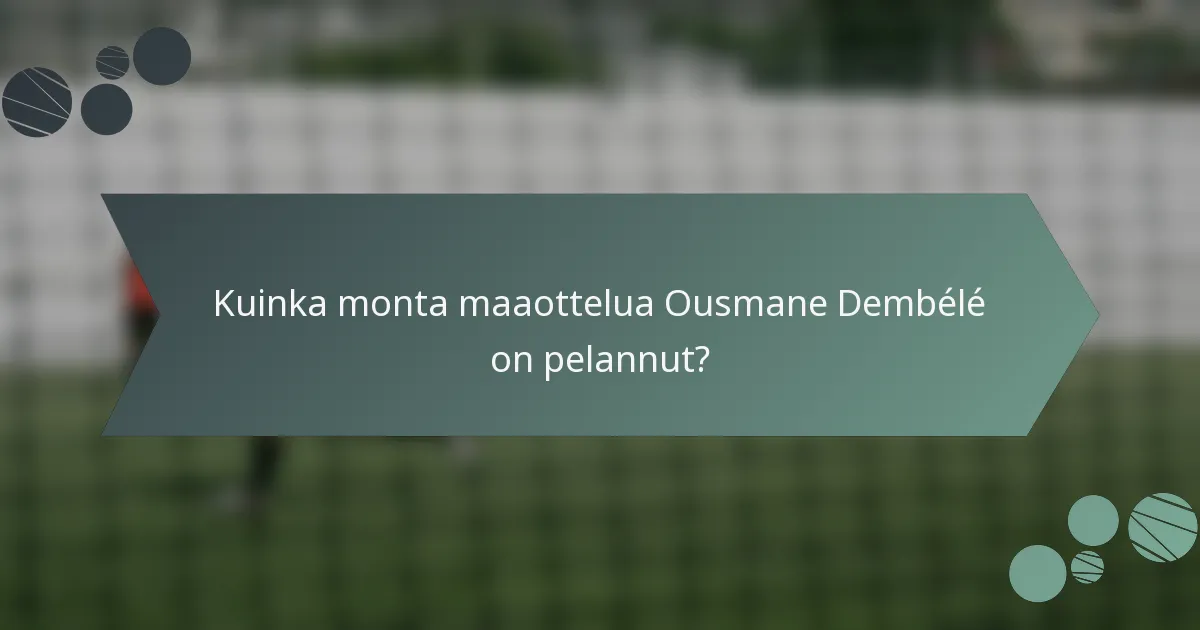 Kuinka monta maaottelua Ousmane Dembélé on pelannut?
