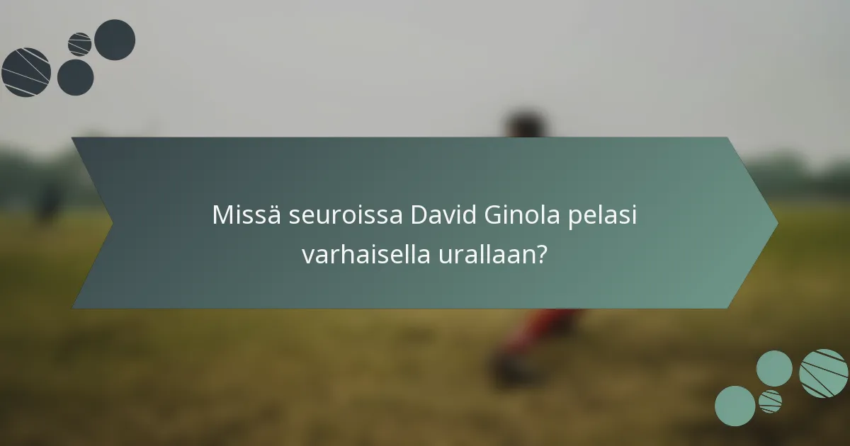 Missä seuroissa David Ginola pelasi varhaisella urallaan?